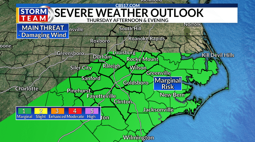 Alert Day Friday as central NC under severe weather threat starting Thursday