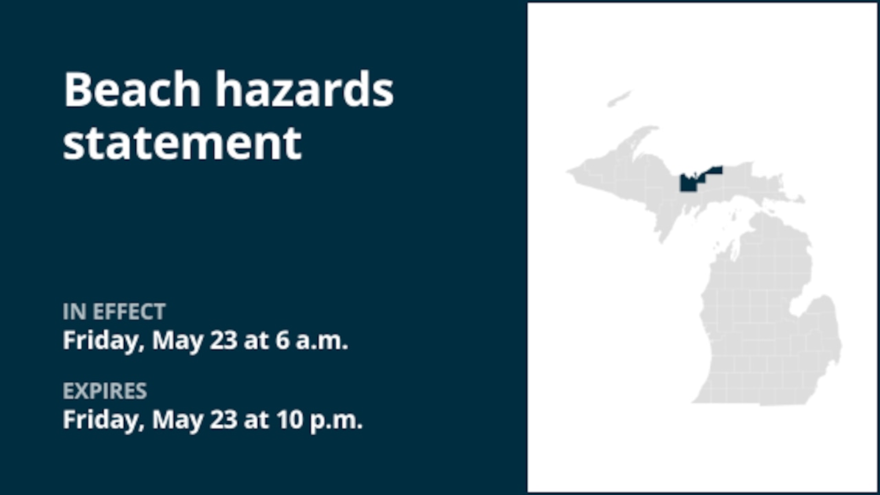 Beach hazards statement in place for Alger County until Friday night