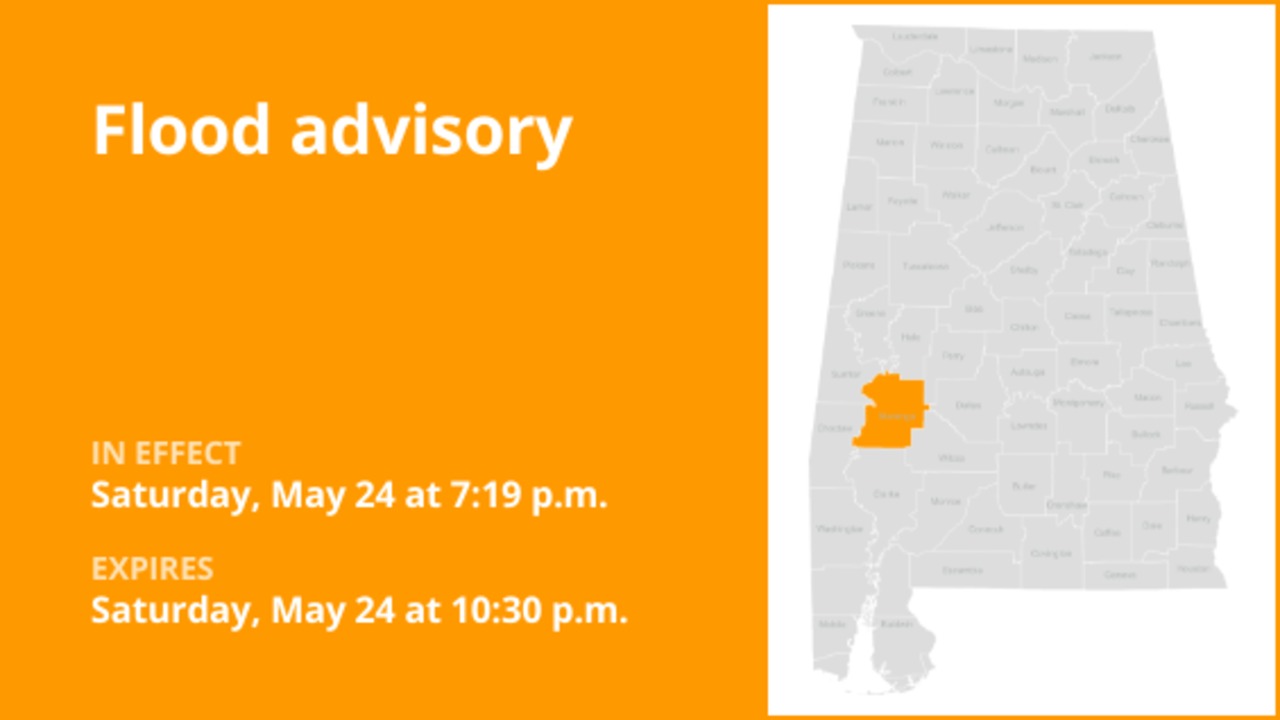 Flood advisory affecting Marengo County until Saturday night triggered by persistent rainfall