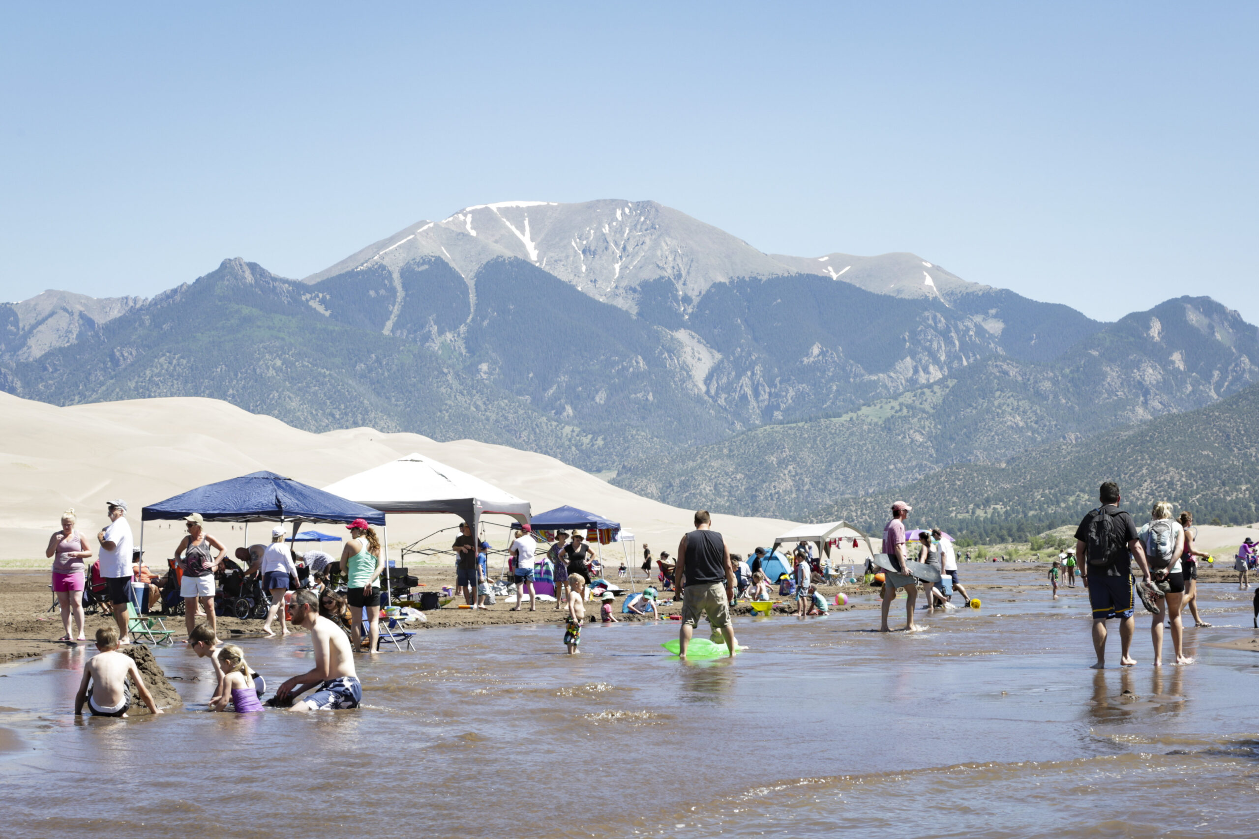 Flows at the seasonal creek at Great Sand Dunes National Park are half of where they should be