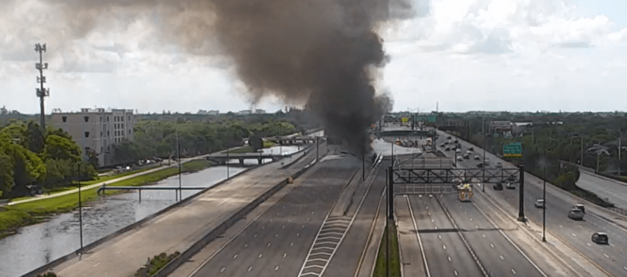 I-595 westbound shut down due to tanker fire