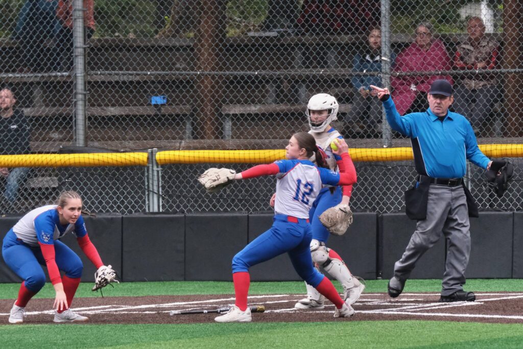 Long time Juneau official Bob Sims, shown during action last week at Adair-Kennedy Memorial Park, has been named the 2024-25 Alaska Sports Official of the Year by a committee sponsored through the Alaska School Activities Association (ASAA) and the National Federation of State High School Associations (NFHS). (Klas Stolpe / Juneau Empire)