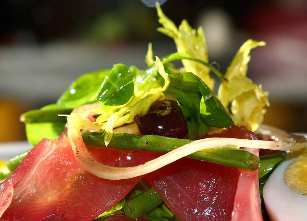 BOSTON - FEBRUARY 23: Tuna carpaccio salad from Neptune Oyster in the North End. (Photo by Wendy Maeda/The Boston Globe via Getty Images)