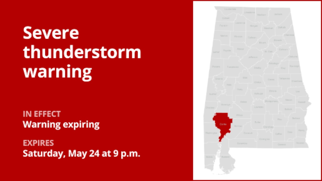 Update: Severe thunderstorm warning previously issued for Clarke County will expire at 9 p.m.