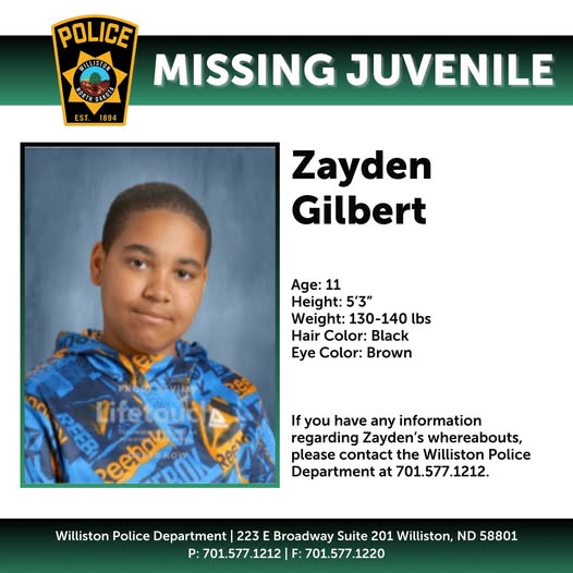Williston police seek help locating missing 11-year-old boy