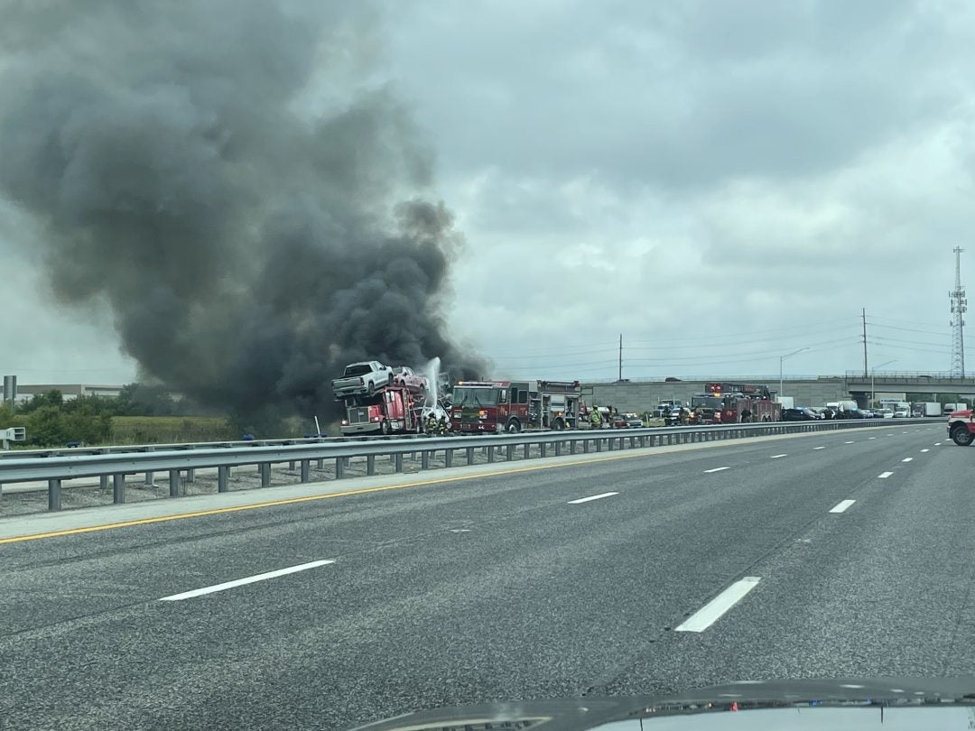 1 person killed in two-semi crash, fire on I-69 near Fishers - Indianapolis News | Indiana Weather | Indiana Traffic