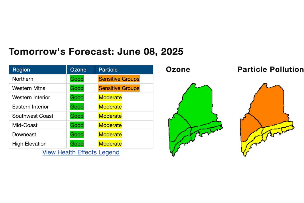 Canadian wildfire smoke causing unhealthy air over Maine