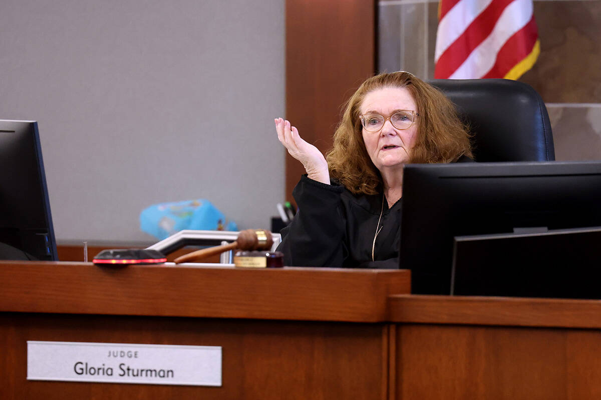 District Judge Gloria Sturman asks a question in court during a hearing in the probate case inv ...