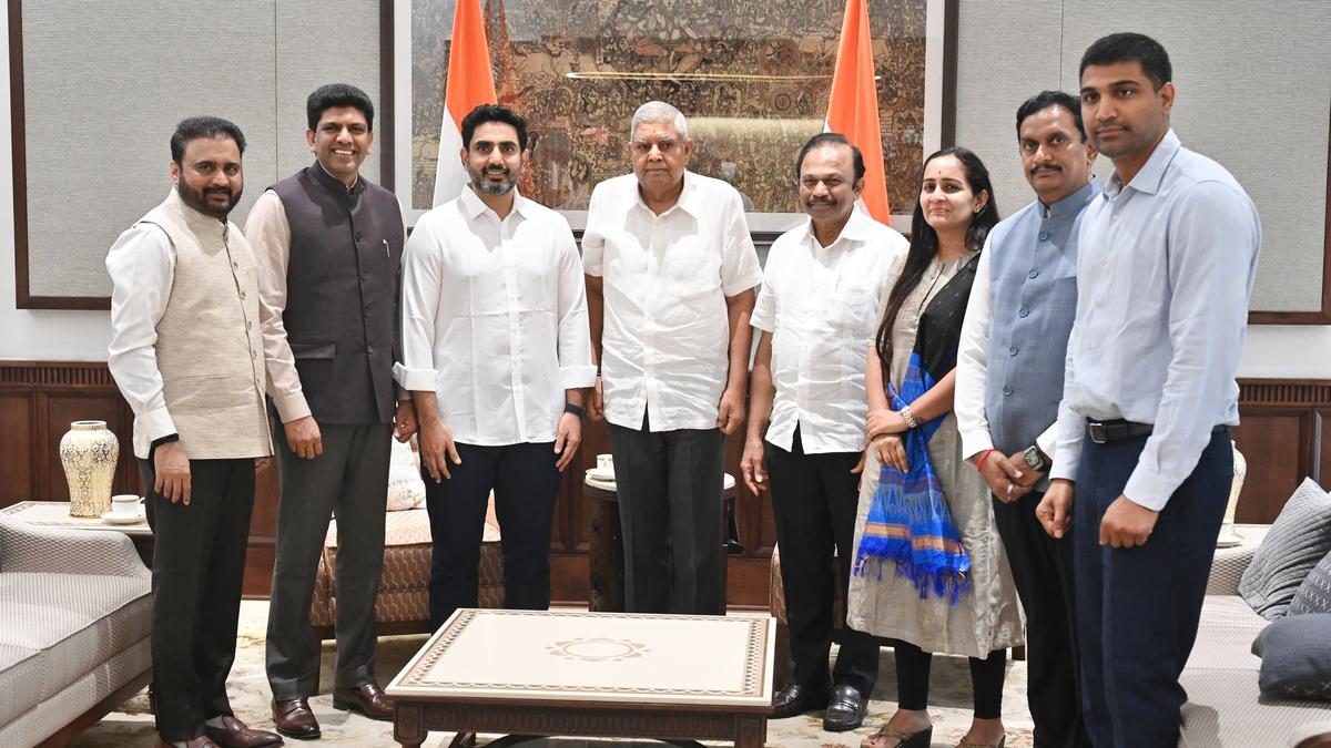 HRD Minister Lokesh calls on Vice-President, apprises him of NDA government’s achievements in Andhra Pradesh