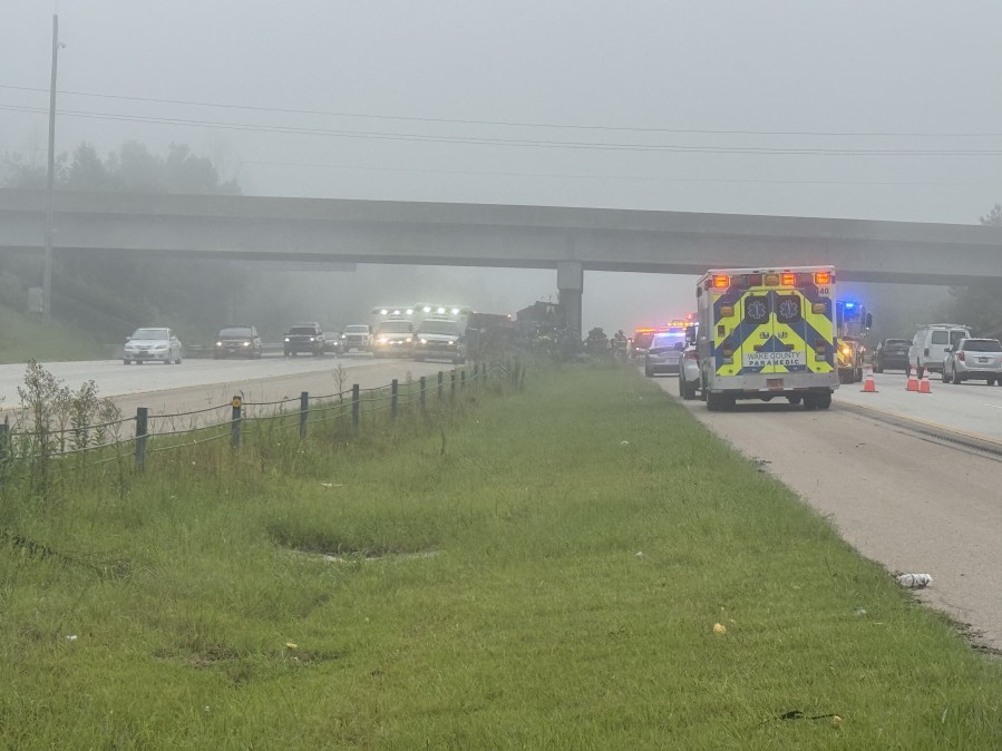 Multiple lanes on I-87 closed after truck hauling lumber crashes into bridge in Knightdale: NCSHP