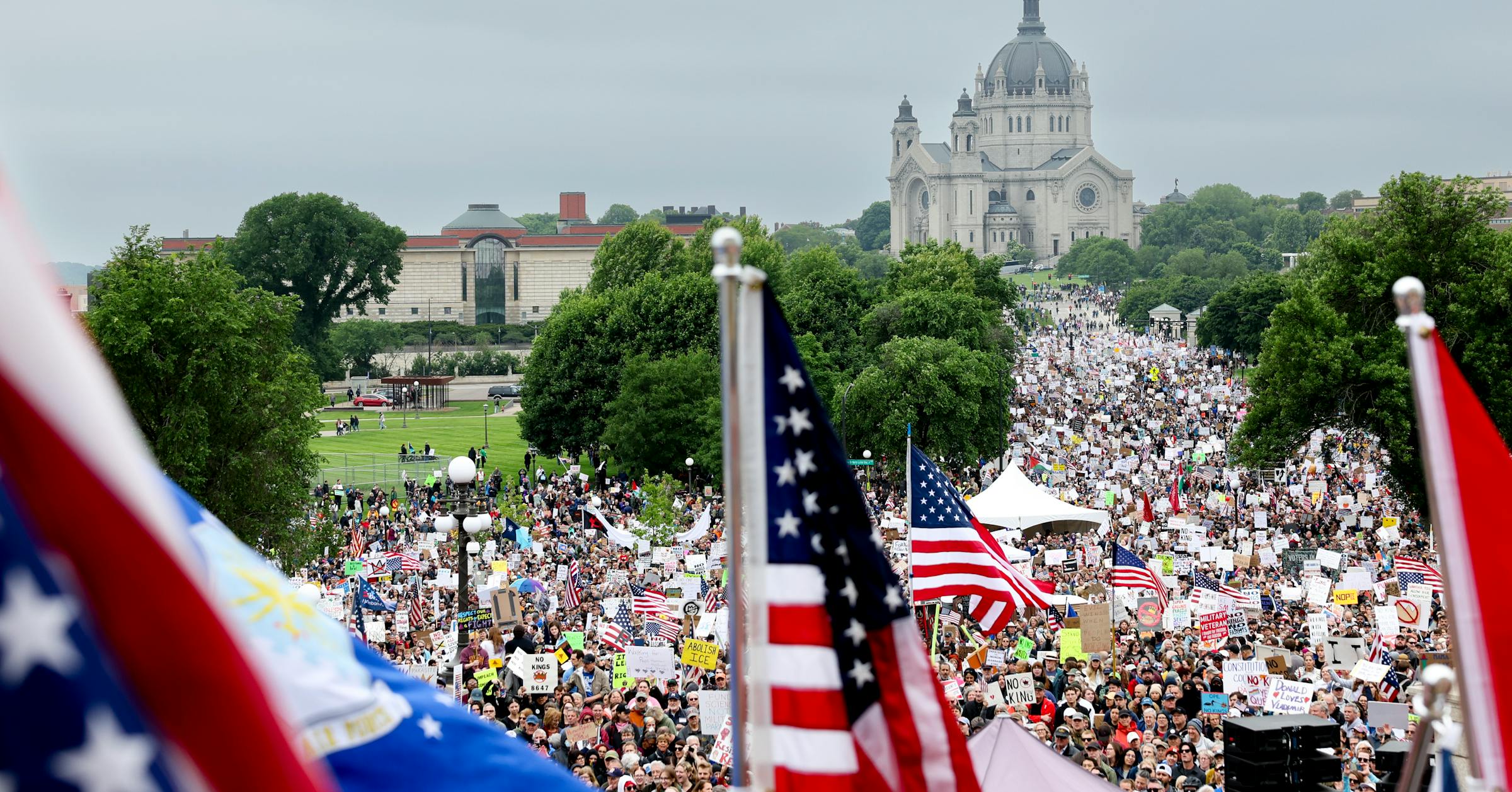 Thousands turn out for "No Kings Day" rallies despite State Patrol advisory to stay away