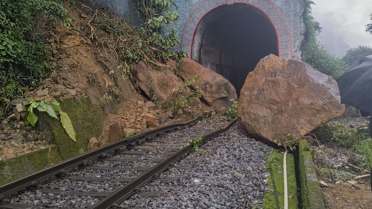 Train services disrupted after boulders fell on track near Sakleshpur
