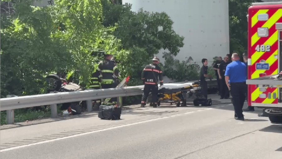 Vehicle falls over I-64 bridge near Charleston