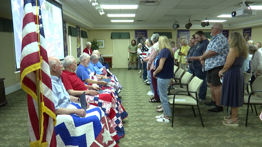 Veterans wrapped in honor during Quilts of Valor presentation in Huntington