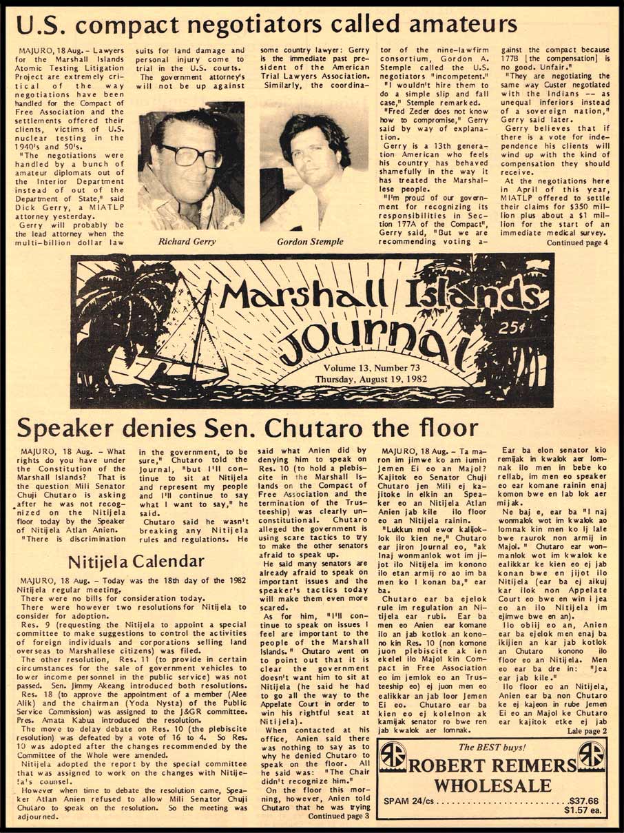 Atlan mutes Mili senator - The Marshall Islands Journal
