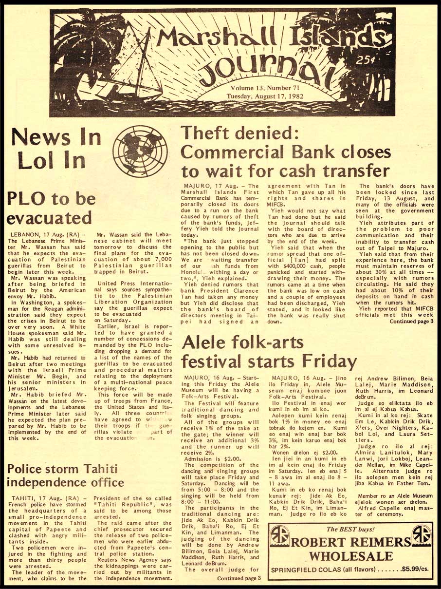 Bank official steals funds? - The Marshall Islands Journal