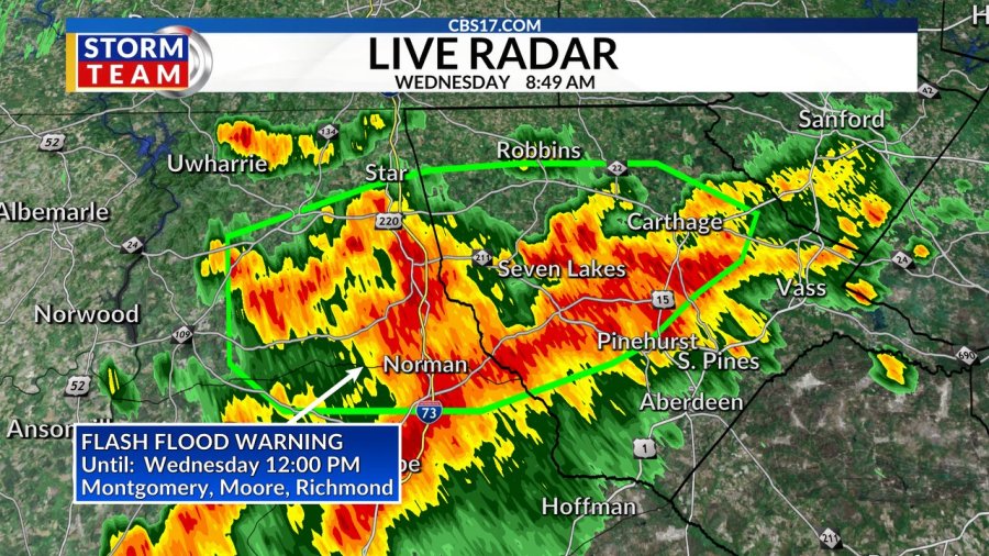 Flood advisory issued as storms bring heavy rain to parts of central NC