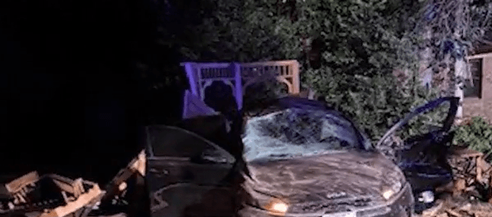 'Praying they were okay': Car with adult, 2 children inside crashes into gazebo bought by homeowner's late mother