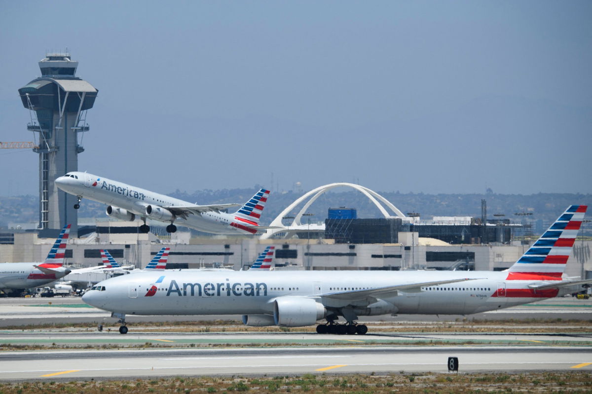 Patrick T. Fallon/AFP/Getty Images via CNN NewsourceAn American Airlines Airbus A321 on the tarmac at Los Angeles International Airport on July 6