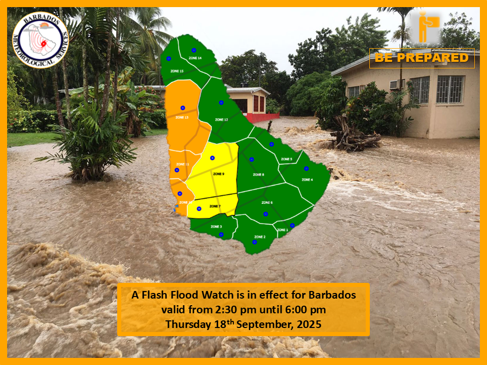 Flash-flood watch for western Barbados