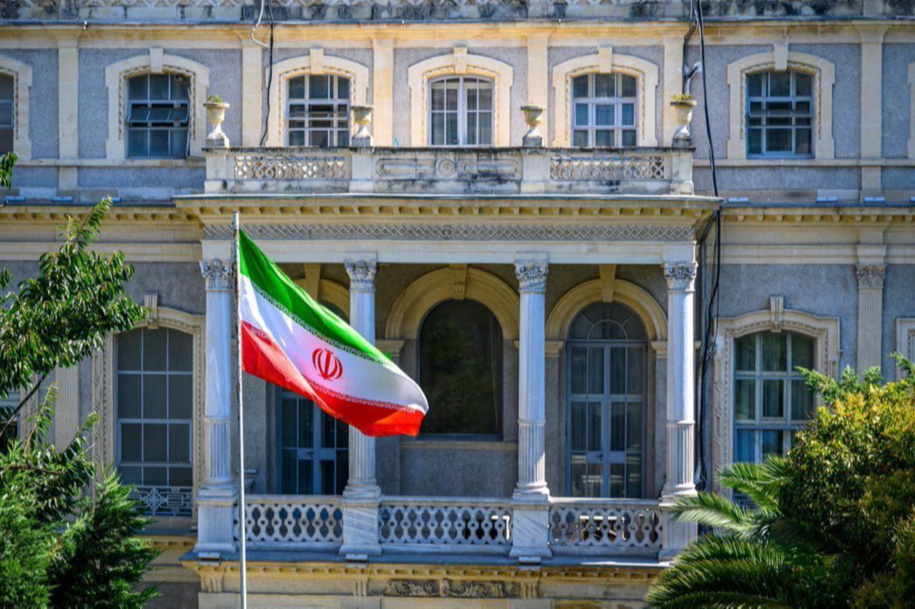 An Iranian flag flutters in front of the Iranian Consulate in Istanbul, Türkiye, on July 25, 2025. (AFP Photo)