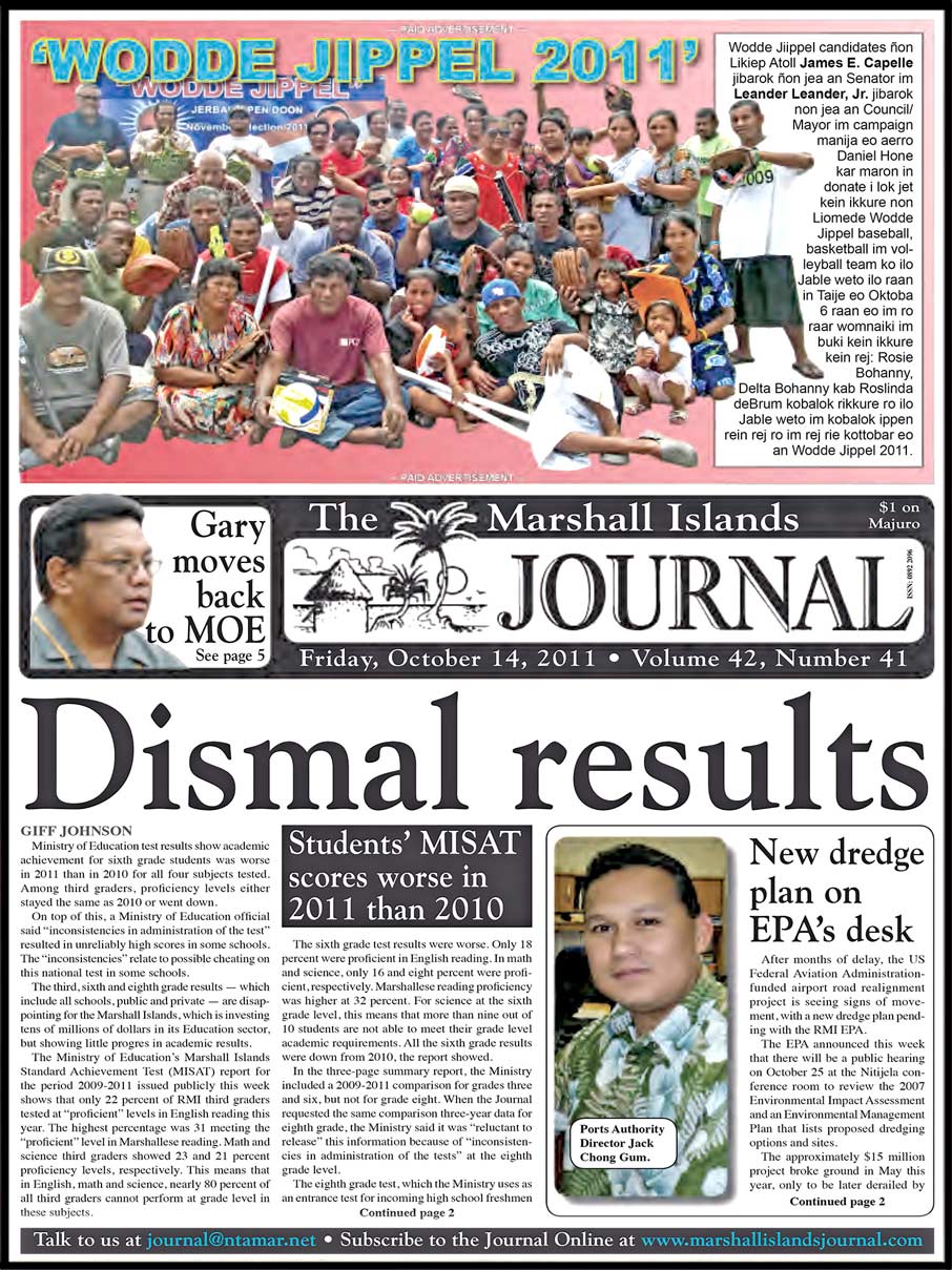 Atoll populations down - The Marshall Islands Journal