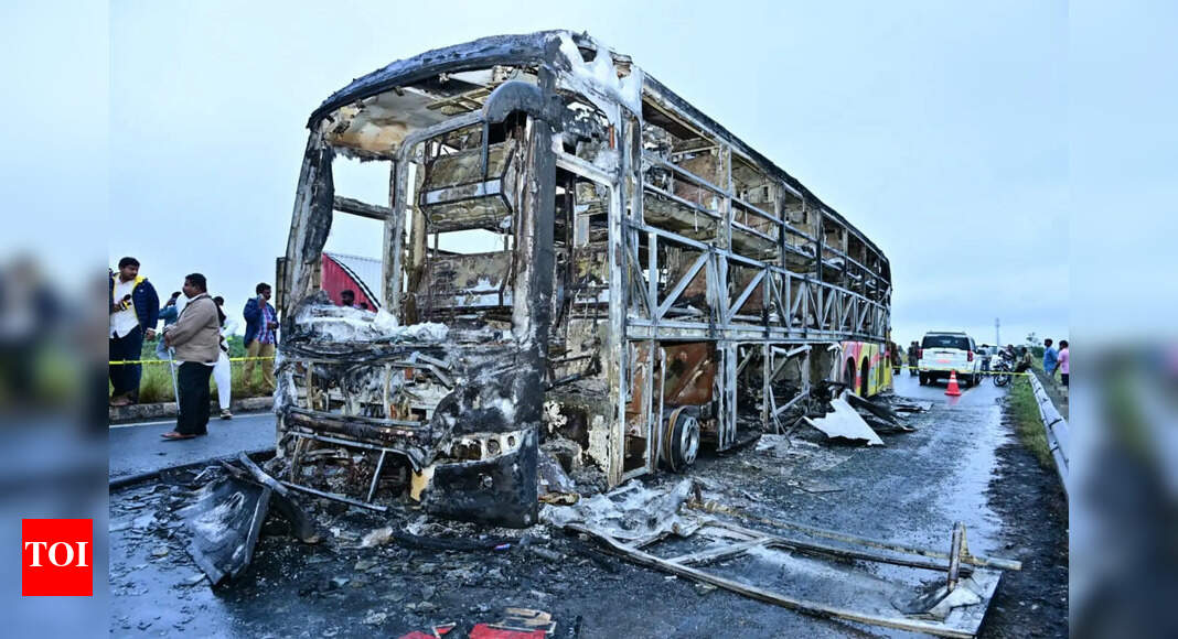 'Bike dragged under bus': How Andhra fire mishap unfolded; motorcyclist, 19 passengers dead | India News