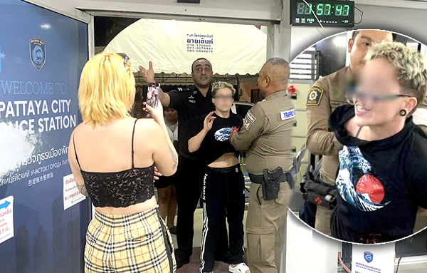 Brazilian woman attacked police at Pattaya traffic stop for not wearing a helmet. Frenzy at the police station