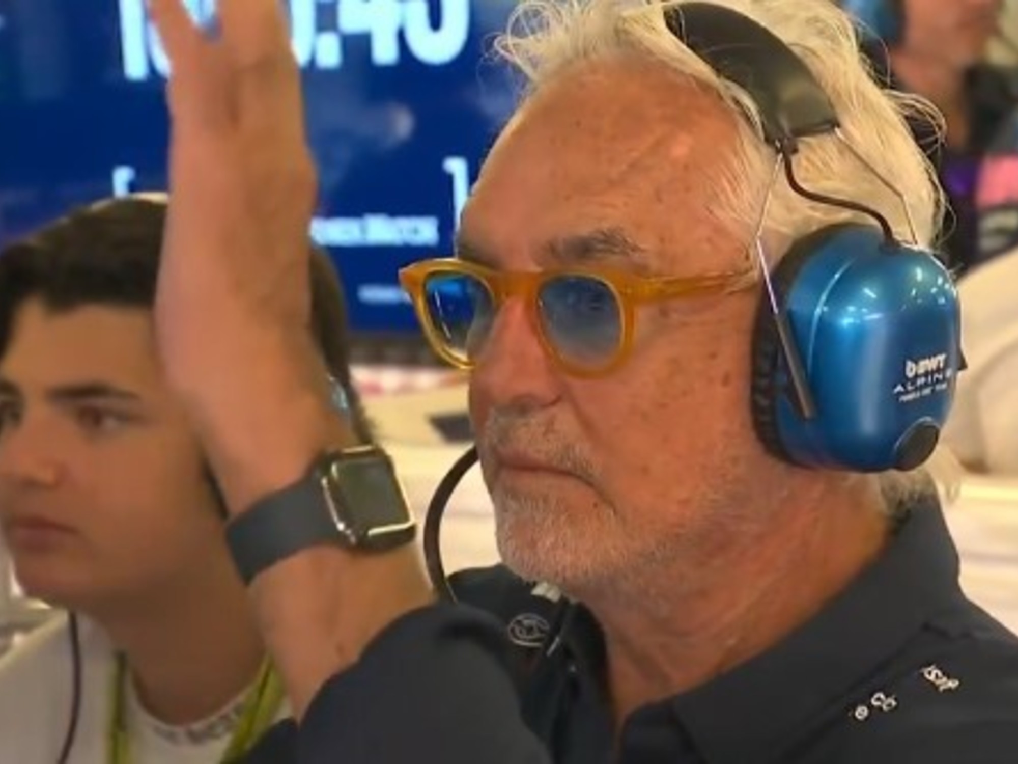 Briatore no pudo ocultar su disgusto cuando Colapinto cometió un error que lo condenó en la clasificación del GP de México de F1