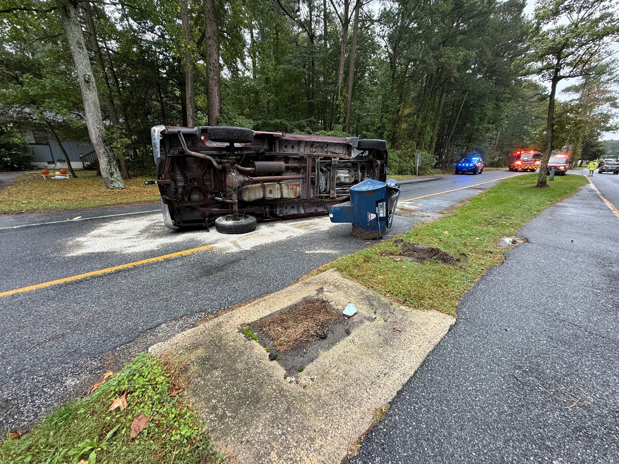 Car Rolls Over After Striking Mailbox in Ocean Pines