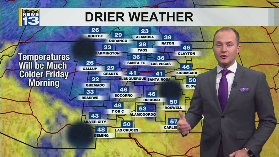 Dry, cooler weather moves into New Mexico starting Thursday