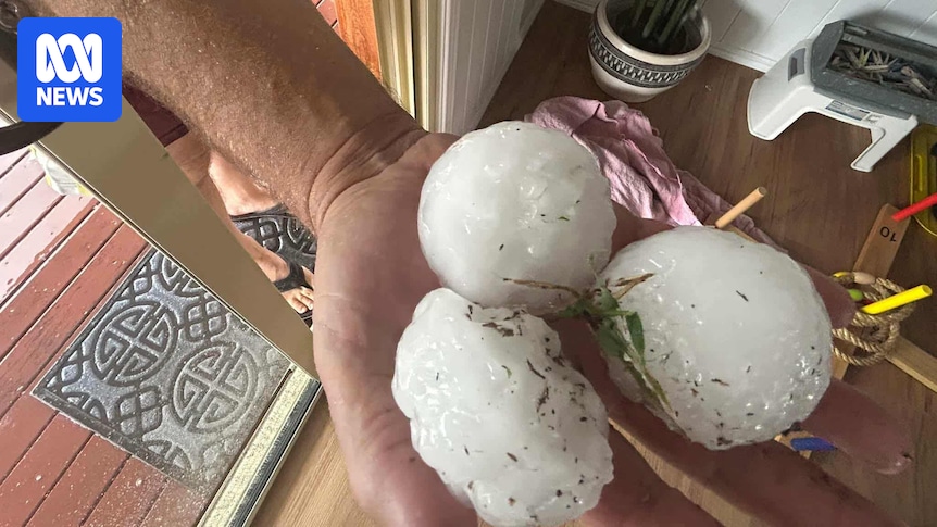 Giant hailstones hit parts of south-east Queensland as region braces for more severe thunderstorm activity