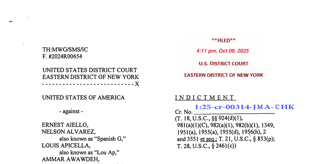 Indictment Alleging Participation in Rigged Illegal Poker Games