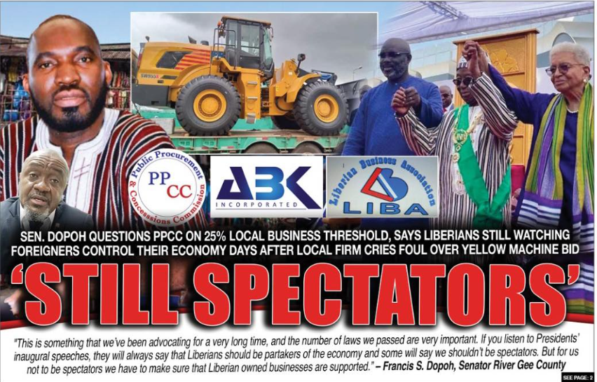 Liberia: Sen. Dopoh Questions PPCC on 25% Local Business Threshold, Says Liberians Still Watching Foreigners Control Their Economy Days After Local Firm Cries Foul Over Yellow Machine Bid
