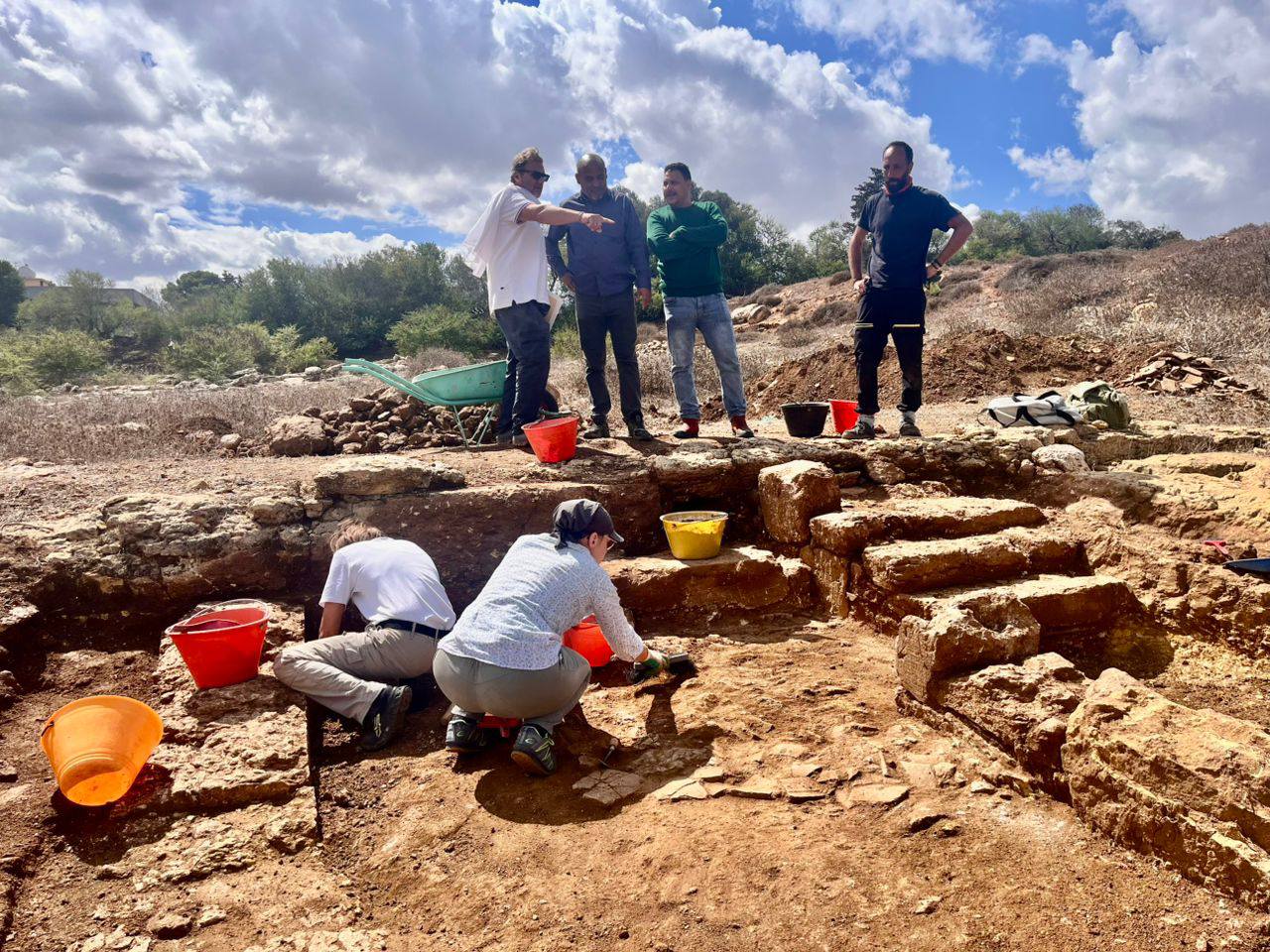 Restoration work at the Temple of Demeter in the city of Cyrene (Shahat) in eastern Libya, led by experts from University of Urbino, Italy and the Libyan Antiquities Authority, 6 October 2025. (Antiquities Authority photo)