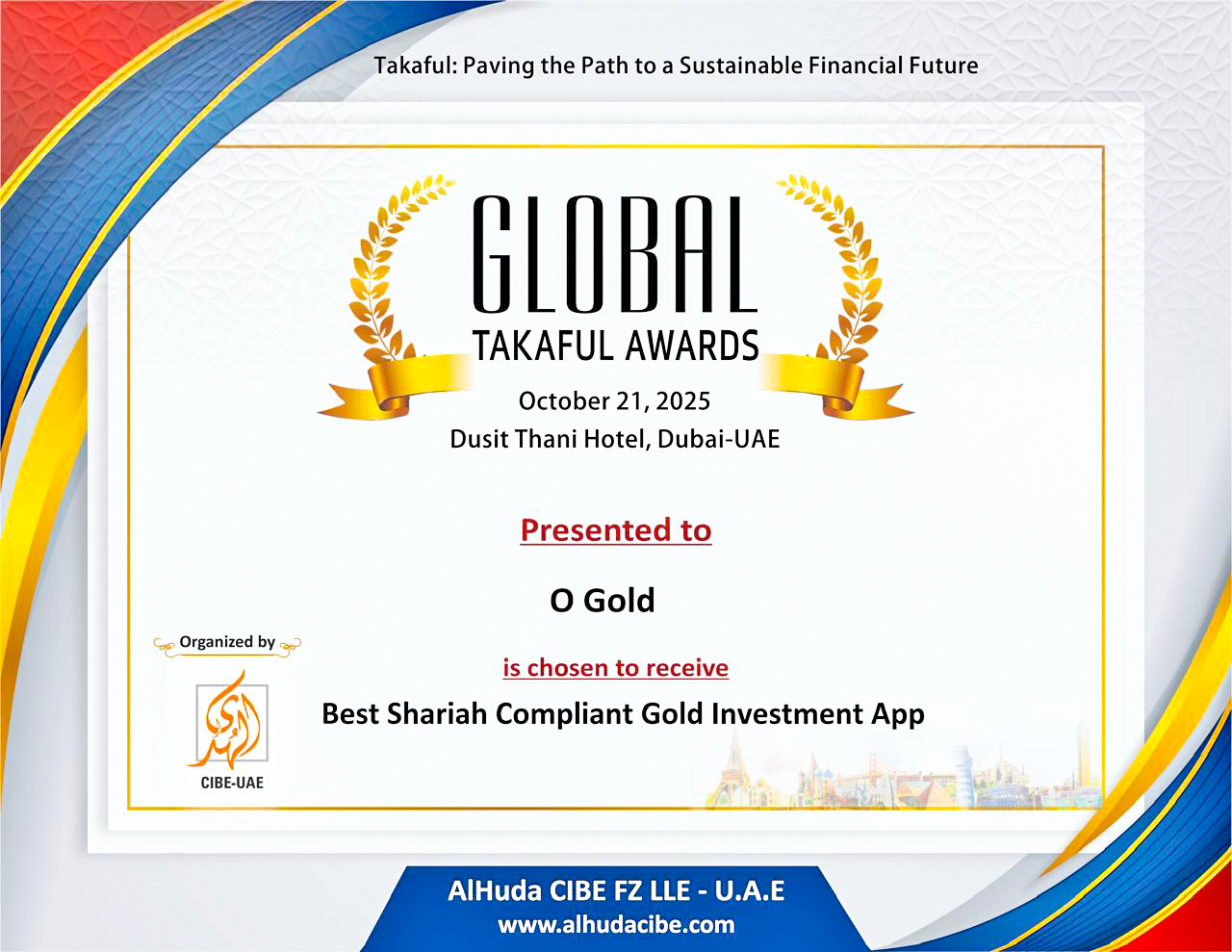 O Gold Receives ‘Best Shariah Compliant Gold Investment App’ at Global Takaful & Re-Takaful Awards 2025