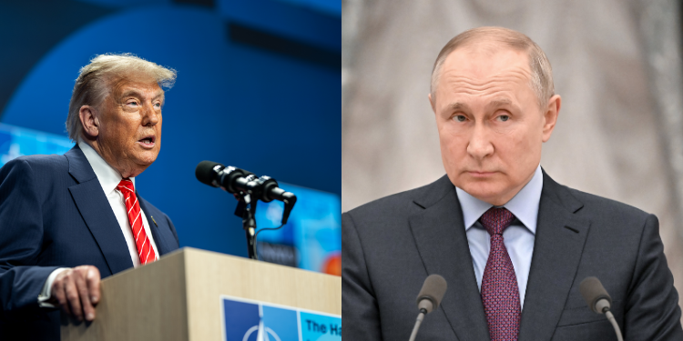 A Collage Of Us President Donald Trump And Russian President Vladimir Putin Photo/White House/President Of Russia Press