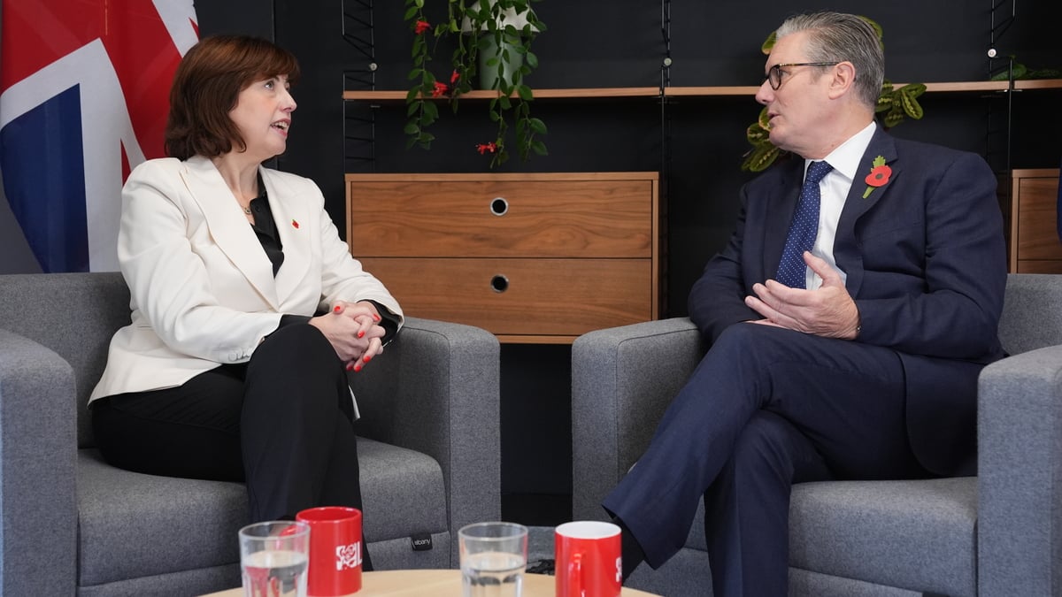 UK Prime Minister Sir Keir Starmer (right) speaks with the new Deputy Leader of the Labour Party, Lucy Powell, at an event in central Londonon Saturday.