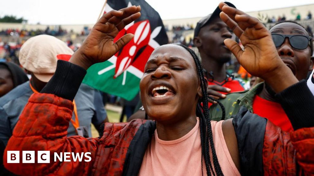 Thousands of Kenyans gather in Nyayo Stadium for state funeral in Nairobi