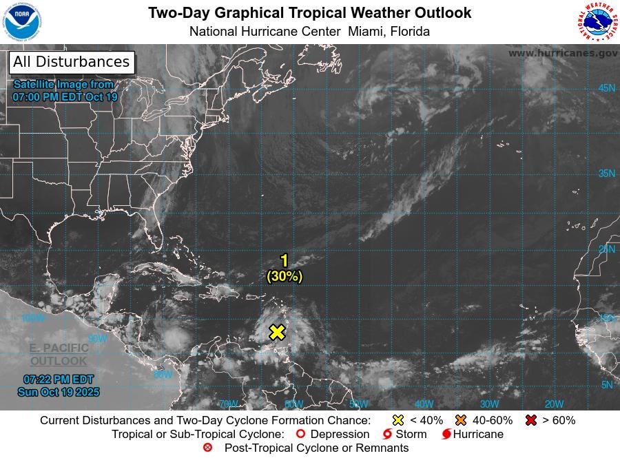 Tropical Weather Outlook: Sunday, 19 October 2025 (8 pm)