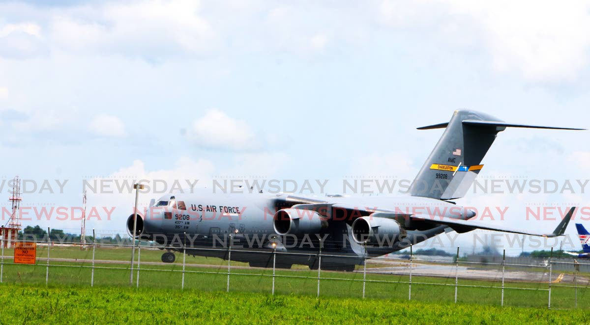 US Air Force plane touches down at Piarco Airport