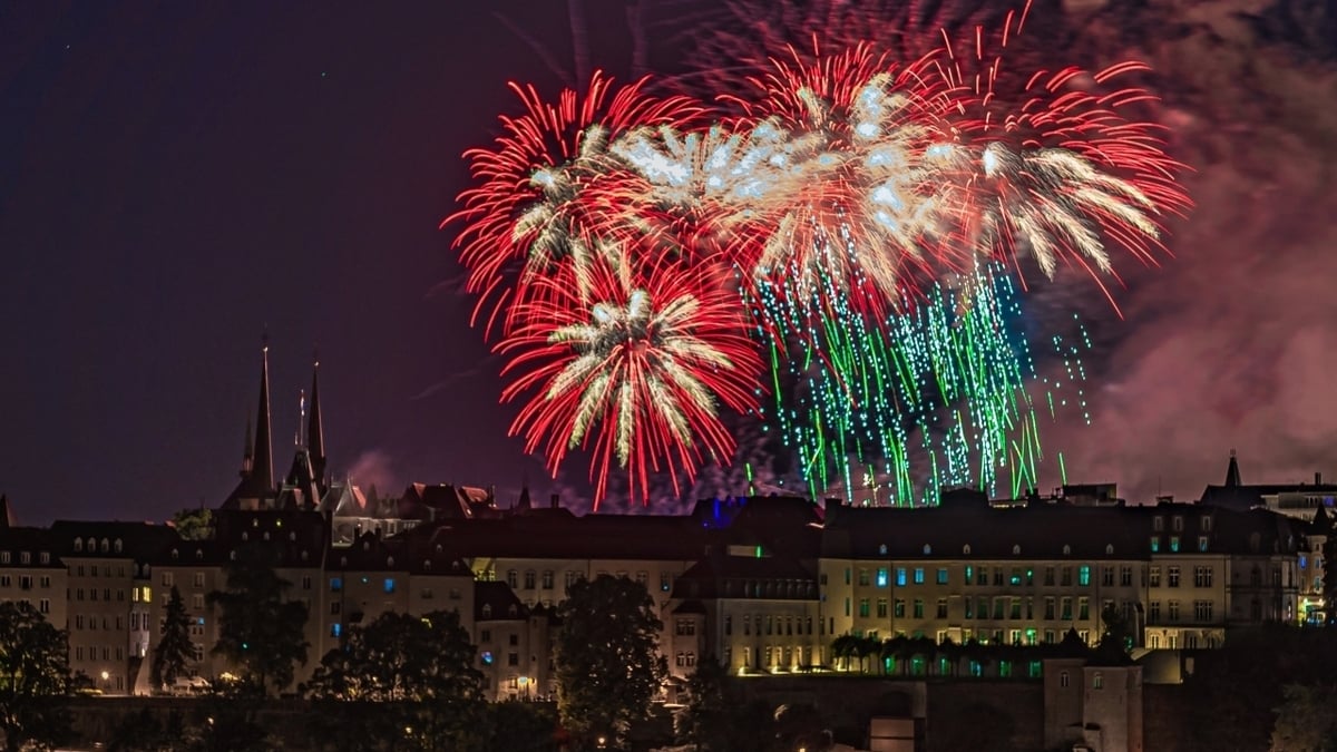 Fireworks over Luxembourg City for National Day