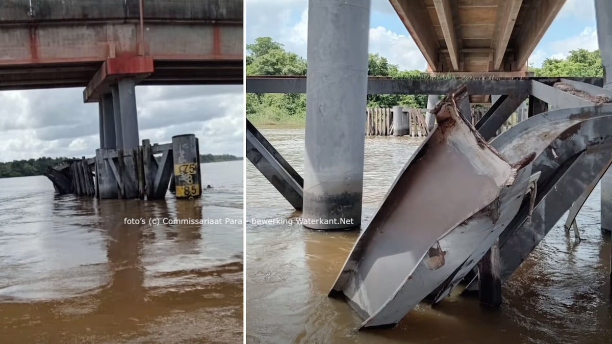 Brug bij Kaaimangrasi na aanvaring per direct dicht