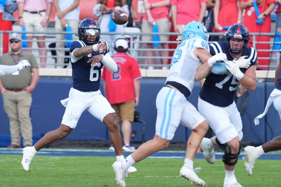 Chambliss passes for 3 scores, Lacy rushes for 3 TDs as No. 7 Mississippi beats The Citadel 49-0