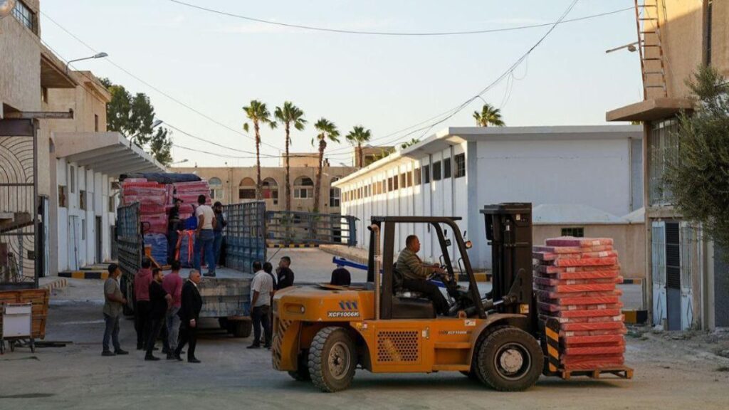 The free zone at Damascus International Airport receives its first commercial shipment, October 26, 2025 (General Authority of Land and Sea Border Crossings)