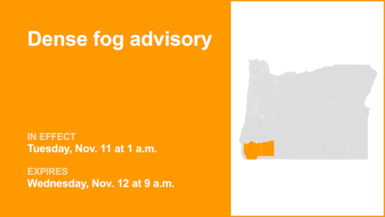 Dense fog advisory affecting Eastern Curry County and Josephine County and Jackson County until Wednesday morning
