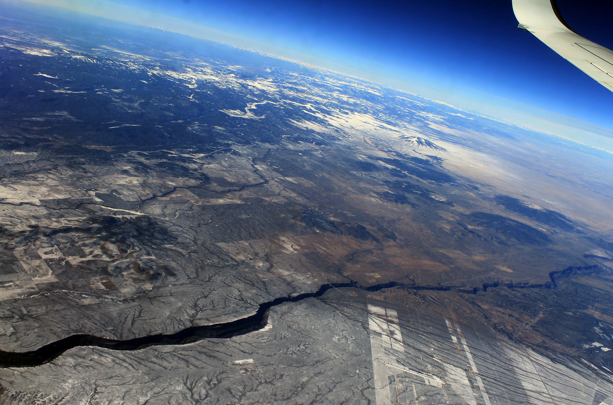 Crack in the Earth's crust seen from the airplane