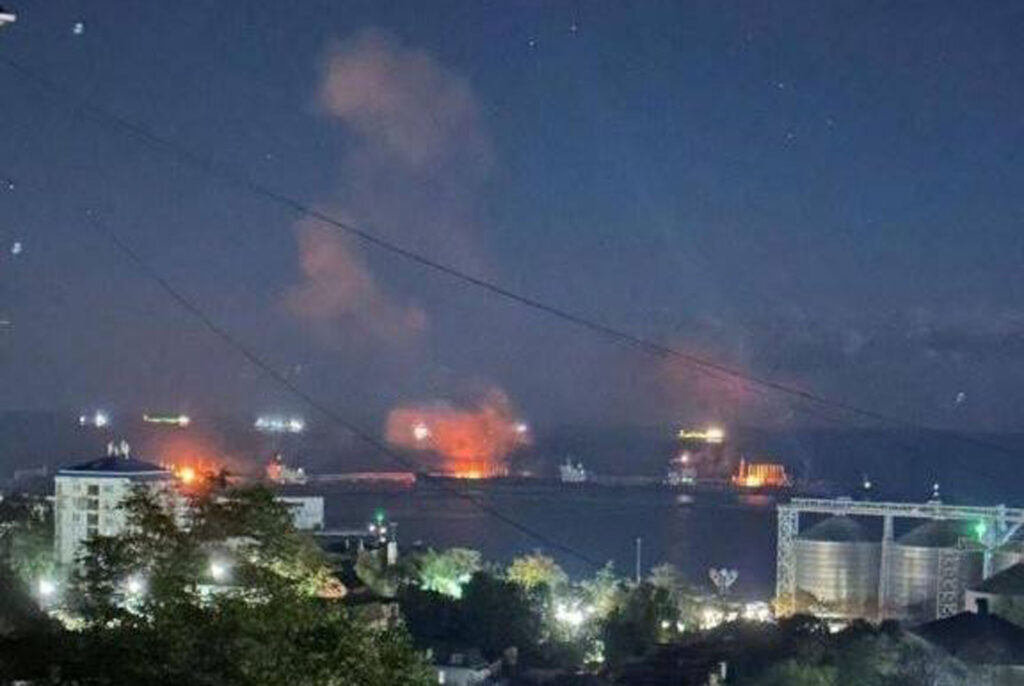 Flames light up Tuapse Bay as Ukrainian drones target Russia’s Black Sea oil terminal again