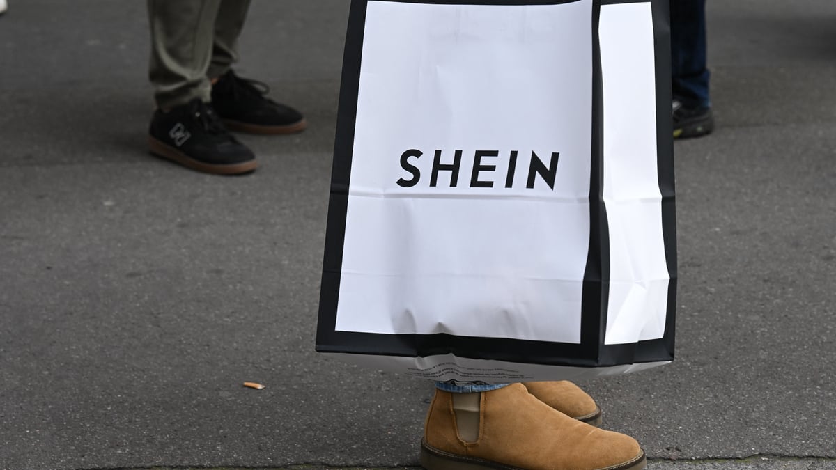 A Shein shopping bag is seen in Paris, 5 November 2025