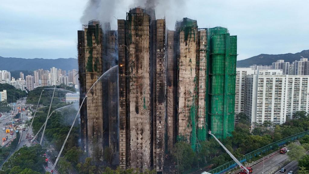 Hong Kong fire in Tai Po district kills 44, hundred missing; three construction executives arrested